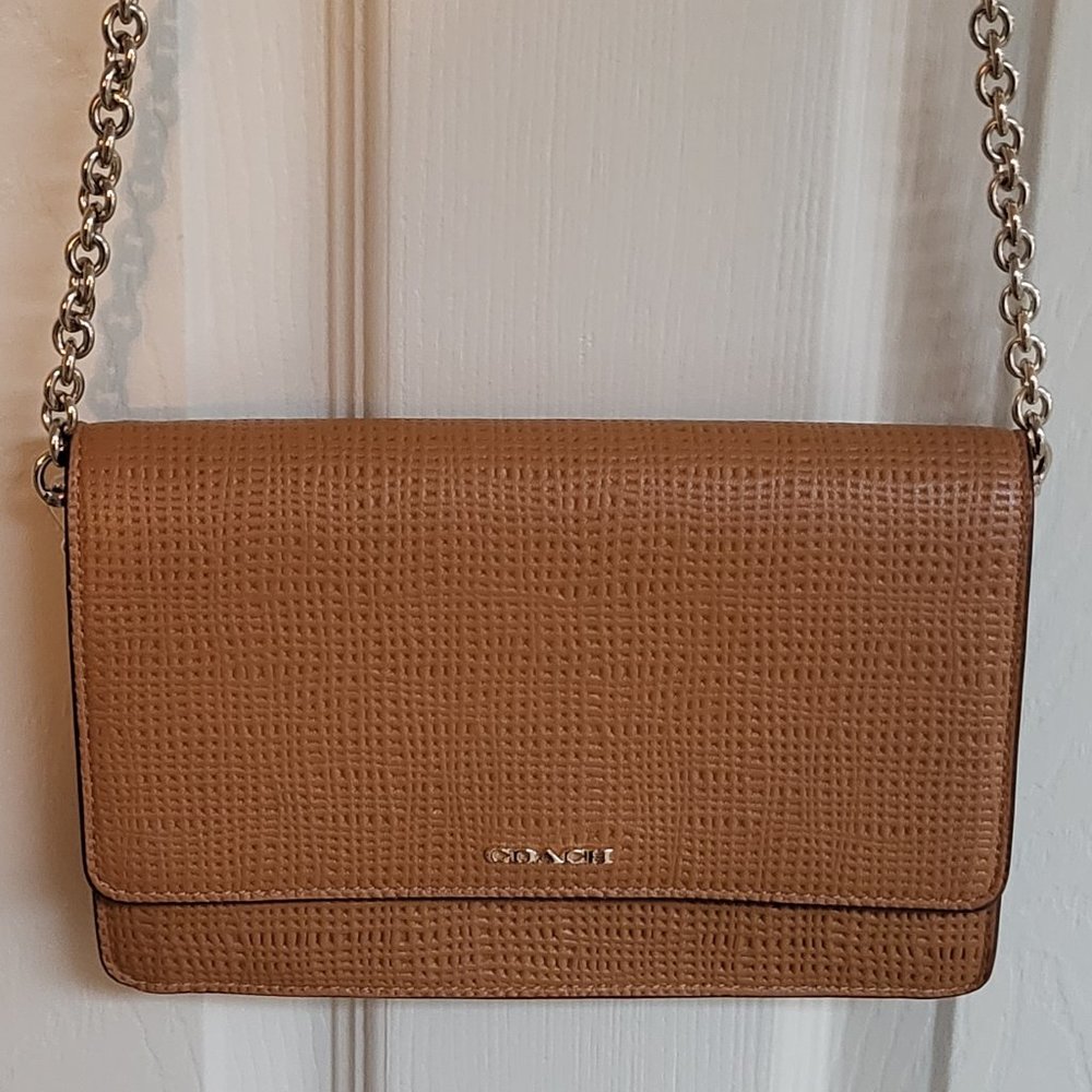 Coach Crossbody Bag Clutch Shoulder Purse Brown Gold